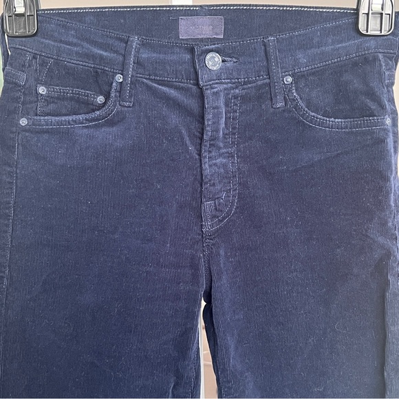 MOTHER The Outsider Crop Corduroy Jeans SZ 25 Navy Flare Boho Hipster Classic - Picture 4 of 10